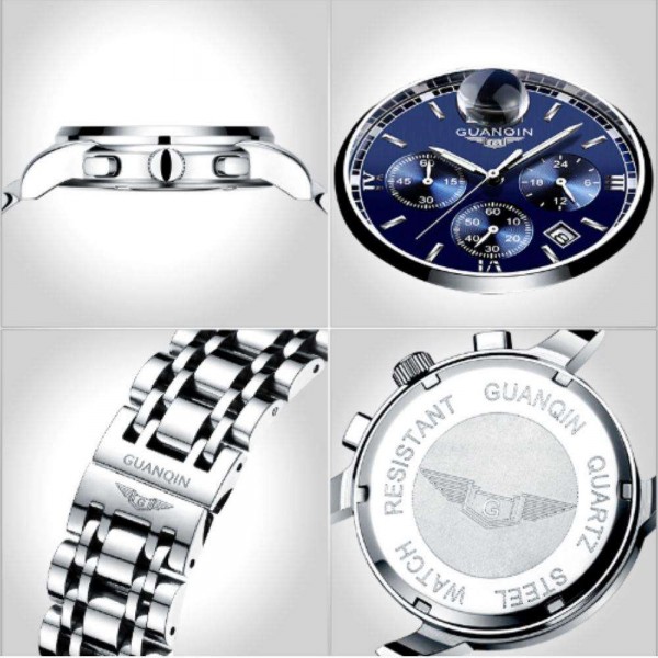 Часы Guanqin Silver-Blue-Silver GS19018 CS - 3488181 Часы Guanqin Silver-Blue-Silver GS19018 CS - 3488181