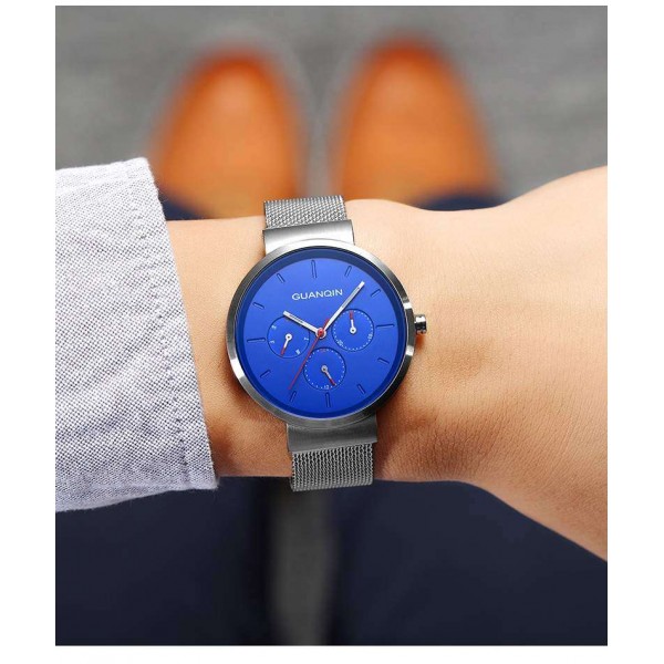 Часы Guanqin Silver-Blue-Silver GS19103 CS - 3488185 Часы Guanqin Silver-Blue-Silver GS19103 CS - 3488185