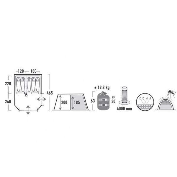 Намет High Peak Alghero 5 (Grey/Blue) - 3489026