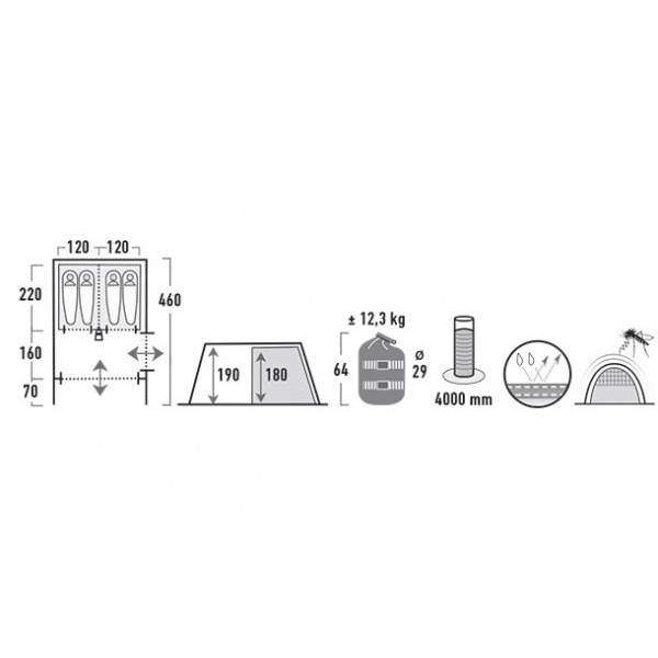 Намет High Peak Albany 4 (Grey/Blue) - 3489029