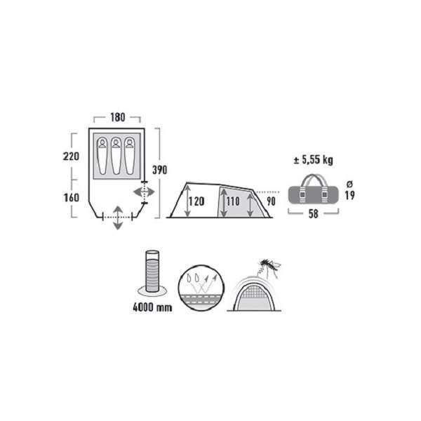 Намет High Peak Atmos 3 (Dark Grey/Green) - 3489032 Намет High Peak Atmos 3 (Dark Grey/Green) - 3489032
