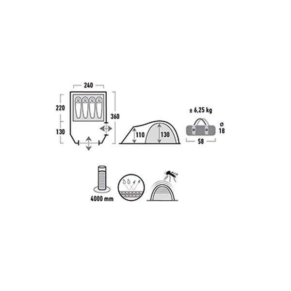 Намет High Peak Mesos 4 (Dark Grey/Green) - 3489033 Намет High Peak Mesos 4 (Dark Grey/Green) - 3489033