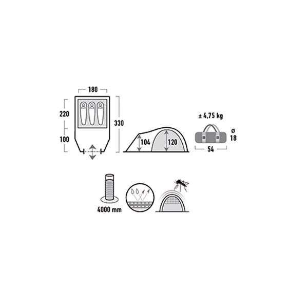 Палатка High Peak Talos 3 (Dark Grey/Green) - 3489034 Палатка High Peak Talos 3 (Dark Grey/Green) - 3489034