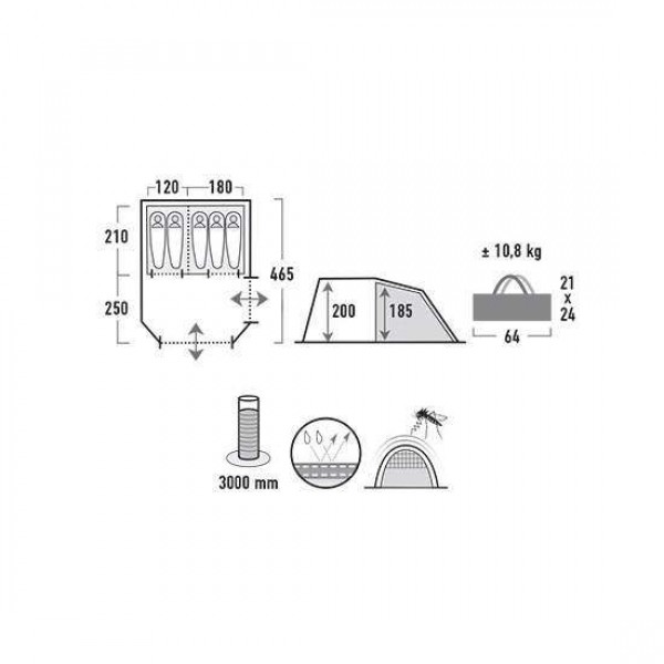 Намет High Peak Ancona 5 (Dark Grey/Red) - 3489035 Намет High Peak Ancona 5 (Dark Grey/Red) - 3489035
