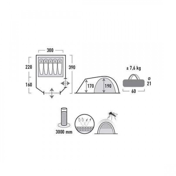 Намет High Peak Tessin 5 (Dark Grey/Red) - 3489039 Намет High Peak Tessin 5 (Dark Grey/Red) - 3489039