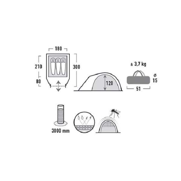 Палатка High Peak Nevada 3 (Dark Grey/Red) - 3489042 Палатка High Peak Nevada 3 (Dark Grey/Red) - 3489042