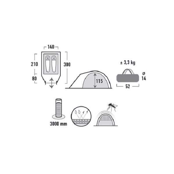 Намет High Peak Nevada 2 (Dark Grey/Red) - 3489043 Намет High Peak Nevada 2 (Dark Grey/Red) - 3489043
