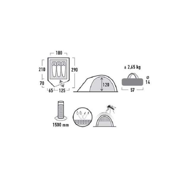 Палатка High Peak Kiruna 3 (Blue/Grey) - 3489045 Палатка High Peak Kiruna 3 (Blue/Grey) - 3489045