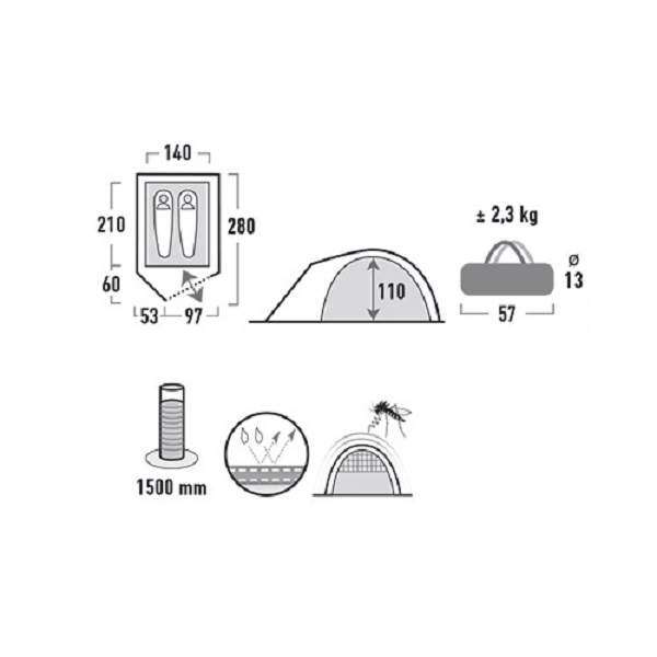 Палатка High Peak Kiruna 2 (Blue/Grey) - 3489046 Палатка High Peak Kiruna 2 (Blue/Grey) - 3489046