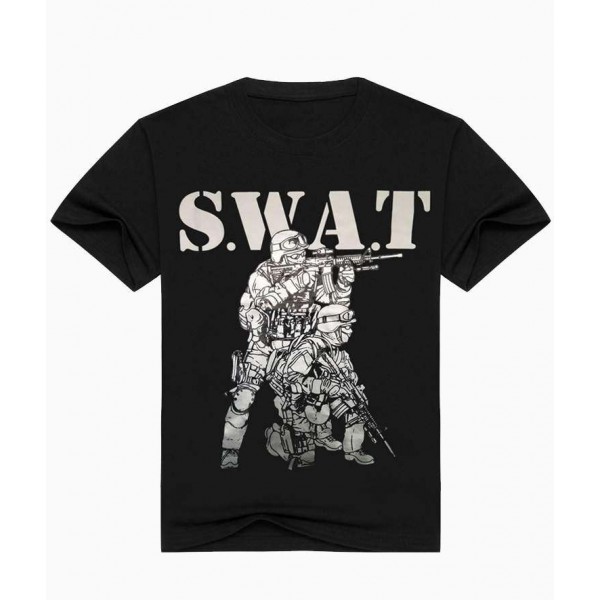 Футболка черная с принтом SWAT - 3490298