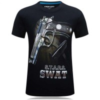 Футболка чорна з принтом Пістолет