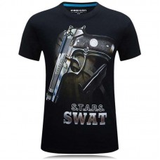 Футболка чорна з принтом Пістолет