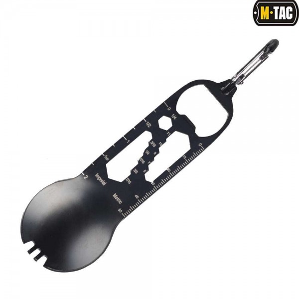 M-Tac мультитул/столовий прибор з карабіном чорний - 60007002
