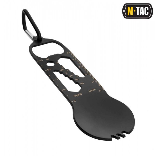 M-Tac мультитул/столовий прибор з карабіном чорний - 60007002