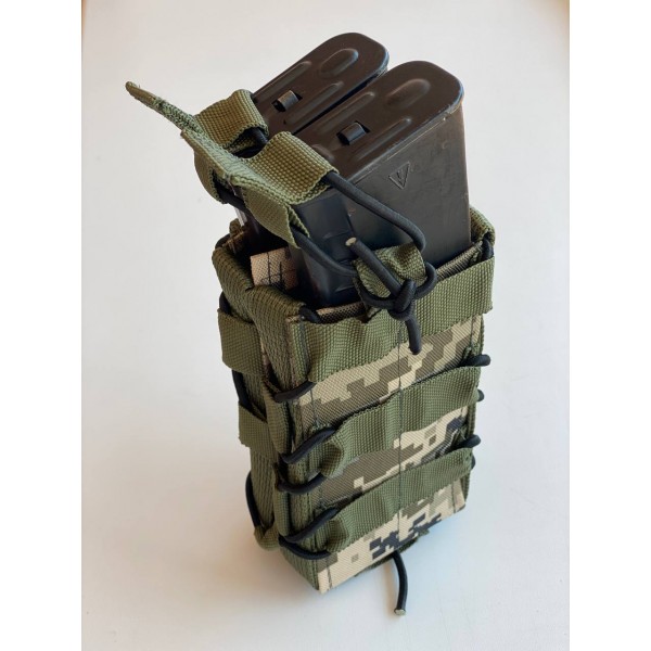 Двойной штурмовой подсумок для магазинов АК на кнопках МК ММ-14 - 3578088