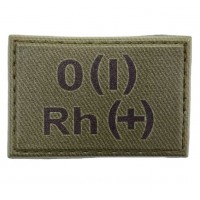 Нашивка группа крови ВСУ темная олива O(I) Rh(+) 30*45