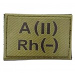 Нашивка группа крови ВСУ Олива A(II) Rh(-) 30*45