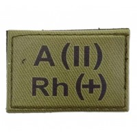 Нашивка группа крови ВСУ Олива A(II) Rh(+) 30*45