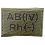 Нашивка группа крови ВСУ темная олива AB(IV) Rh(-) 30*45