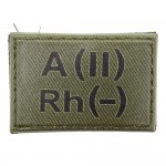 Нашивка группа крови ВСУ темная олива A(II) Rh(-) 30*45