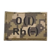 Нашивка группа крови ВСУ Пиксель O(I) Rh(-) 30*45