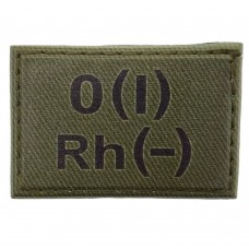 Нашивка группа крови ВСУ темная олива O(I) Rh(-) 30*45