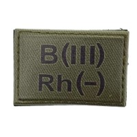 Нашивка группа крови ВСУ темная олива B(III) Rh(-) 30*45