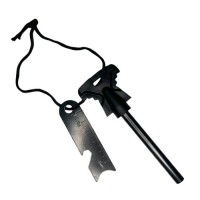 Огниво (искровысекатель) для разведения огня с линейкой и открывалкой Black