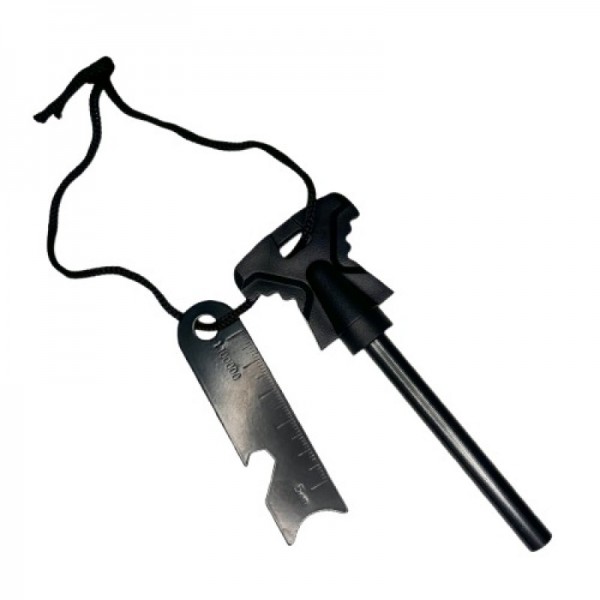 Огниво (искровысекатель) для разведения огня с линейкой и открывалкой Black - 3578447