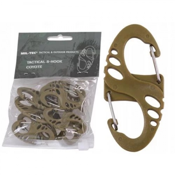 Карабин тактический S-образный (упаковка 10 шт) Mil-Tec Германия Coyote - 3580958 Карабин тактический S-образный (упаковка 10 шт) Mil-Tec Германия Coyote - 3580958