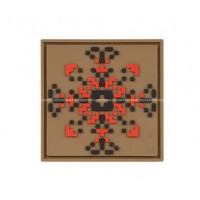 Шеврон камуфляжный "Орнамент вышиванки" ПВХ (Черный+Красный+Светло-золотистый)