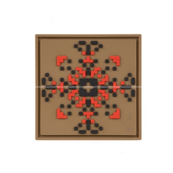 Шеврон камуфляжный "Орнамент вышиванки" ПВХ (Черный+Красный+Светло-золотистый) - 3578097