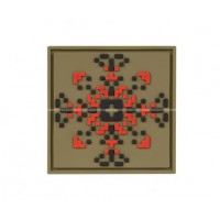 Шеврон камуфляжный "Орнамент вышиванки" ПВХ (Черный+Красный+Хаки)