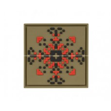 Шеврон камуфляжный "Орнамент вышиванки" ПВХ (Черный+Красный+Хаки)