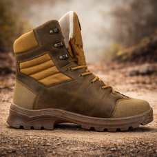 Черевики чоловічі зимові Crossav 17 Slimtex (Царапка шкіра+Крейзи+Кордура) Оливкові