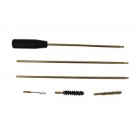 Набор для чистки нарезного оружия калибра 7.62 в полиэтиленовой упаковке (шомпол латунный трёхсекционный (720 мм), ерш латунный, ерш щетинный, вишер)