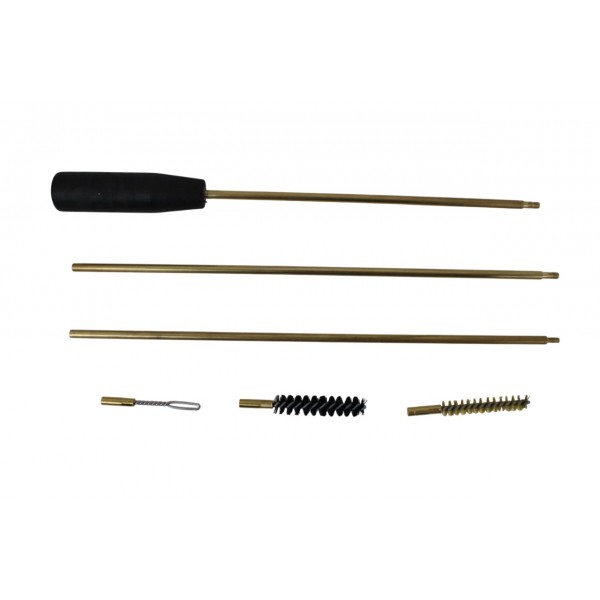 Набор для чистки нарезного оружия калибра 7.62 в полиэтиленовой упаковке (шомпол латунный трёхсекционный (720 мм), ерш латунный, ерш щетинный, вишер) - 3398112