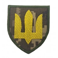 Шеврон Тризуб Сухопутні війська ЗСУ Піксель (розмір 7×8 см)