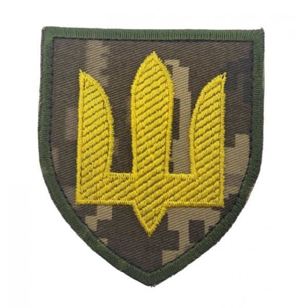 Шеврон Тризуб Сухопутные войска ВСУ Пиксель (размер 7×8 см) - 3574626