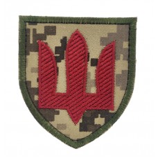 Шеврон Тризуб ЗСУ Протиповітряна оборона сухопутних військ Піксель (розмір 7х8 см)