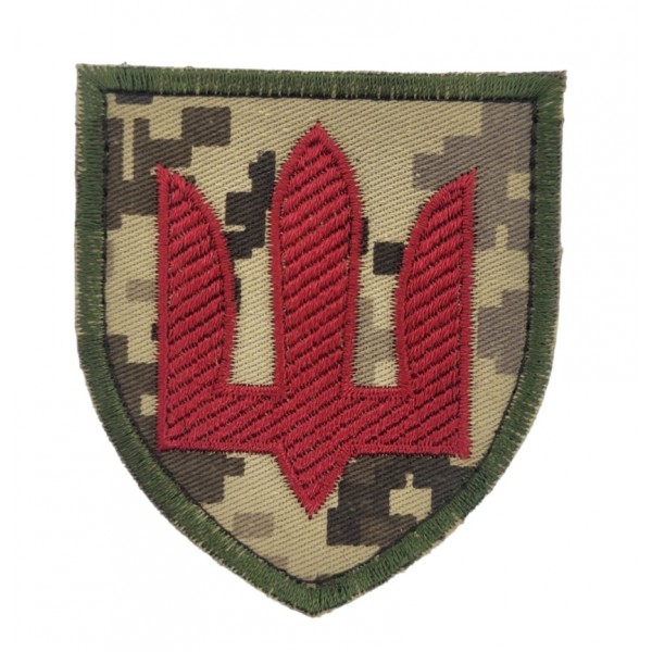 Шеврон Тризуб ЗСУ Протиповітряна оборона сухопутних військ Піксель (розмір 7х8 см) - 3574807