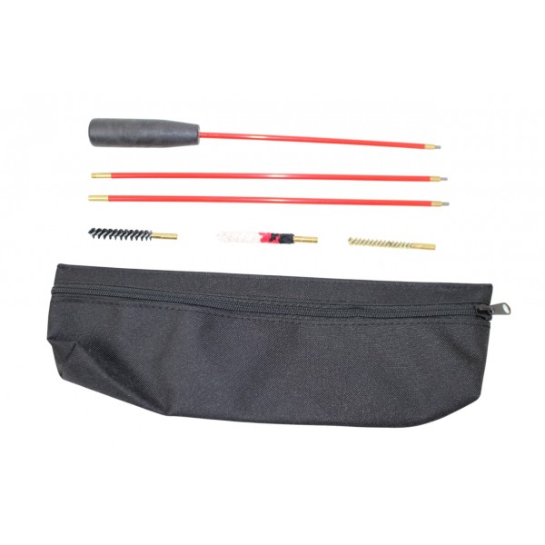 Набір для чищення нарізної зброї калібру 5.45 в текстильному пеналі (шомпол сталевий трисекційний в пластиковій обплітці (720 мм), йорж латунний, щетинний, вовняний - 3575282