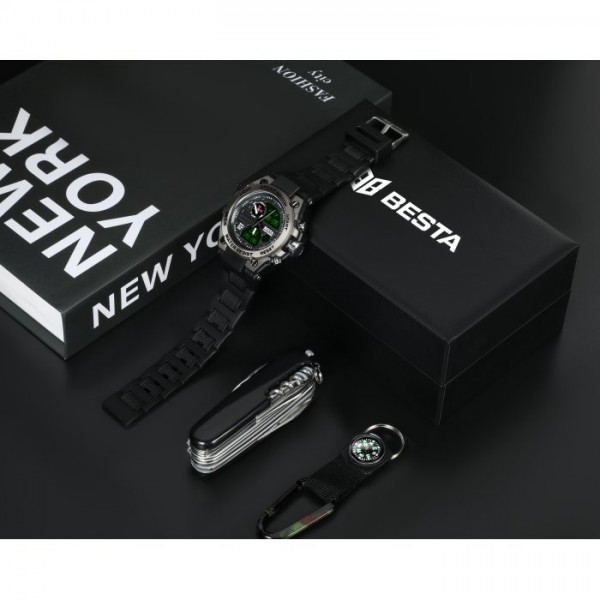 Чоловічий водостійкий тактичний годинник Besta Box Tattoo ЗСУ Set подарунковий набір, з компасом - 3580985 Чоловічий водостійкий тактичний годинник Besta Box Tattoo ЗСУ Set подарунковий набір, з компасом - 3580985
