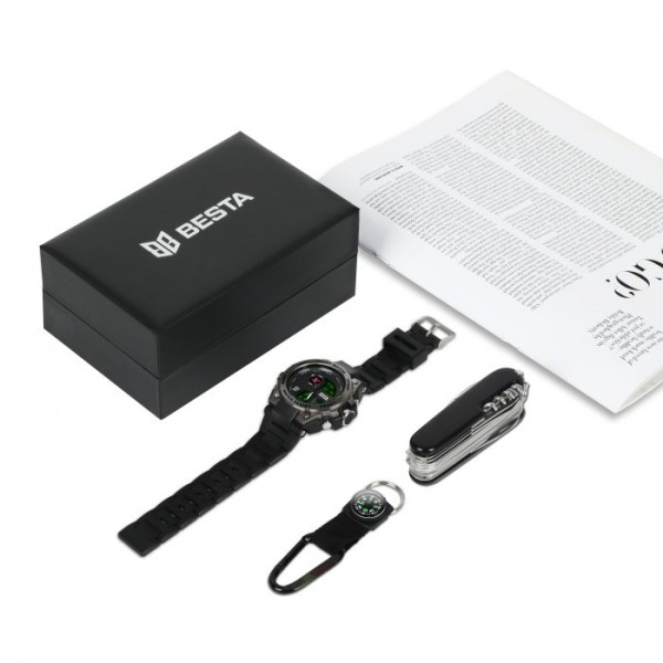 Чоловічий водостійкий тактичний годинник Besta Box Tattoo ЗСУ Set подарунковий набір, з компасом - 3580985 Чоловічий водостійкий тактичний годинник Besta Box Tattoo ЗСУ Set подарунковий набір, з компасом - 3580985