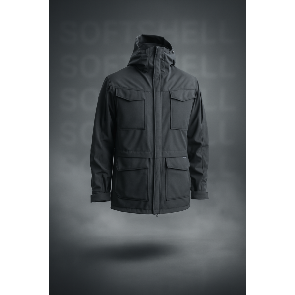 Куртка мілітарі М65 чорна під пістолет Soft Shell - 3565214