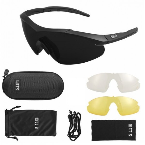 Окуляри тактичні 5.11 з 3-ма змінними лінзами без поляризації Чорні - 3592330