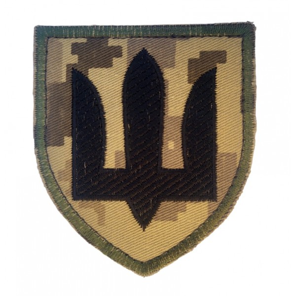 Шеврон Тризуб Інженерні, радіотехнічні та війська зв’язку Піксель (розмір 7х8 см) - 3574805