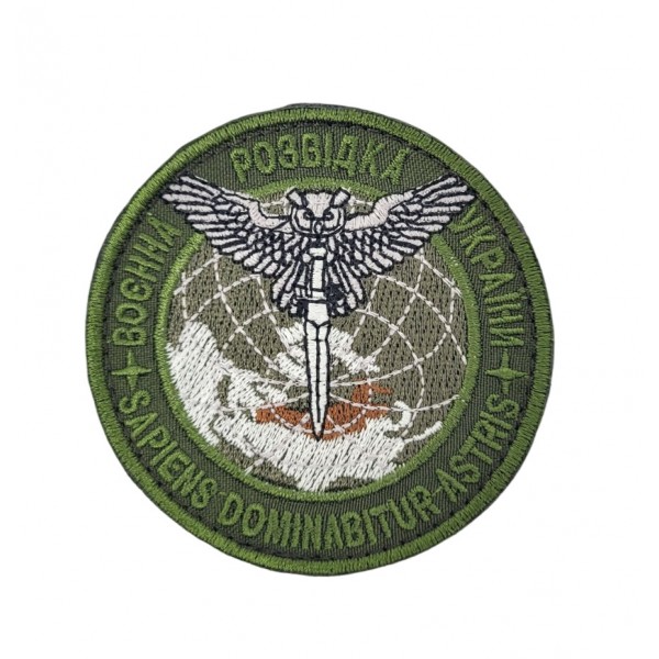 Шеврон Военная разведка Украины Олива (размер 8х8 см) - 3574821
