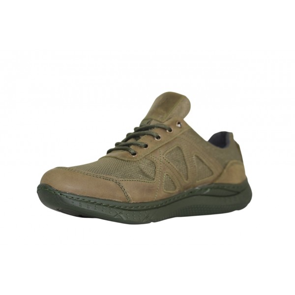 Кросівки демісезонні чоловічі Crossav 08 (Шкіра Крейзі+Кордура) Хакі - 3584356