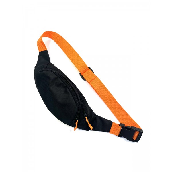 Сумка поясна Бананка з кольоровим ремінцем МК Чорна - 3584637